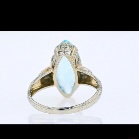 18k ART DECO FILIGREE SETTING WITH A 2.5ct NATURAL AQUAMARINE 💧 - Picture 4 of 6